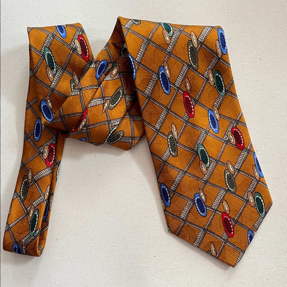 BILL BLASS Silk Signature Collection Elegant Multicolor Patterned Tie Preppy